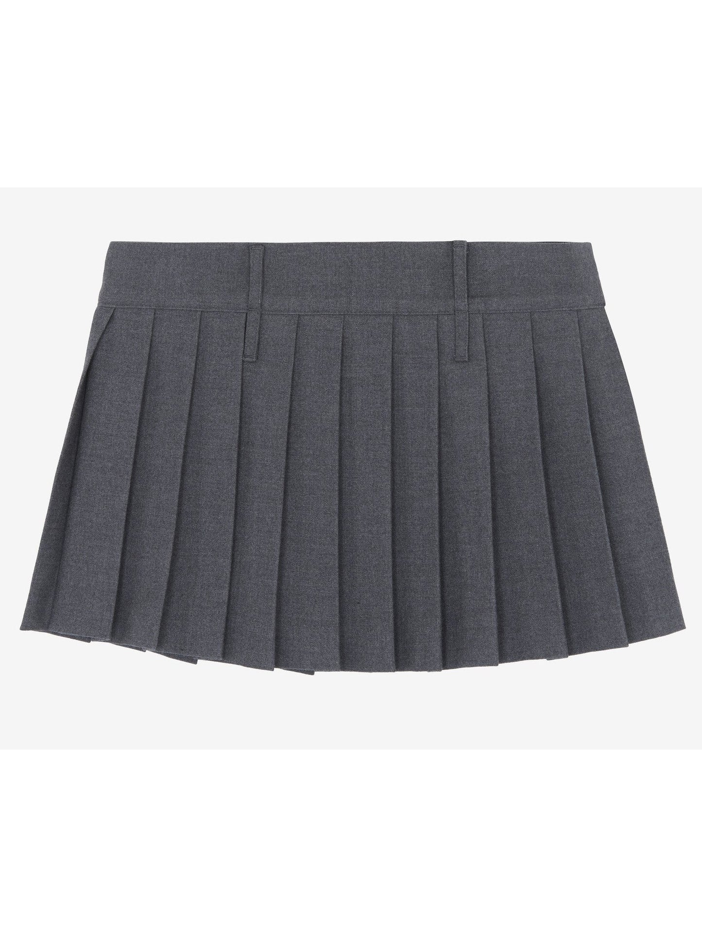 Double-Buckled Belted Pleated Gray Mini Skirt - Branna Couture