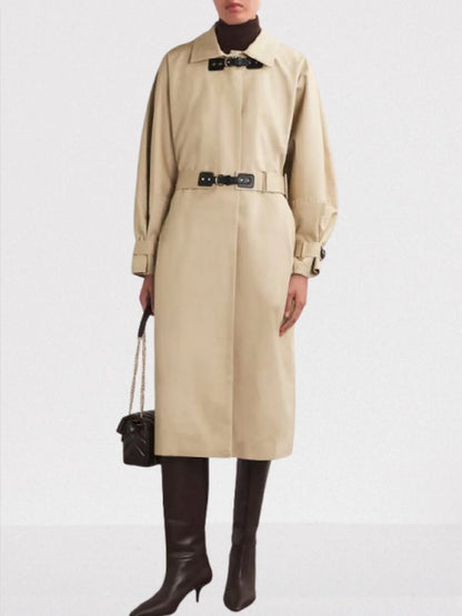 Double Buckled Midi Trench Coat Small Coats