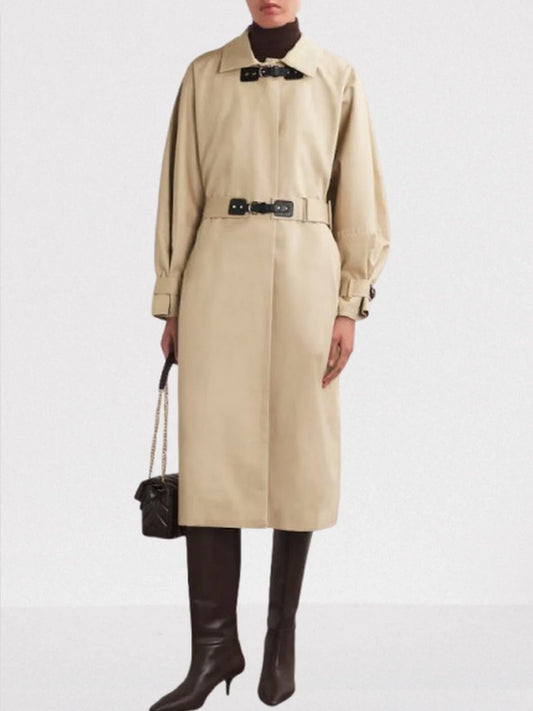 Double Buckled Midi Trench Coat Small Coats