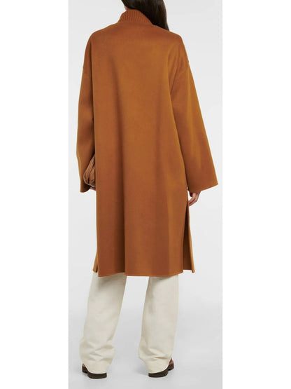 Double-Faced Cashmere Coat with Zip-Front - Branna Couture