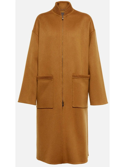 Double-Faced Cashmere Coat with Zip-Front - Branna Couture