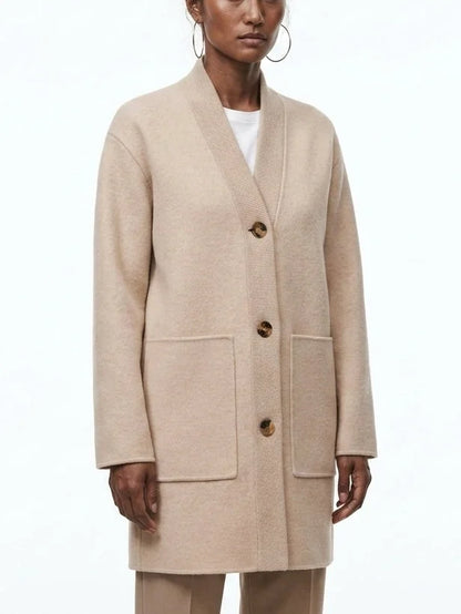 Double-Faced Wool and Cashmere Short Coat - Coats