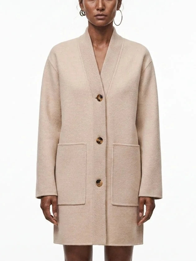 Double-Faced Wool and Cashmere Short Coat - Coats