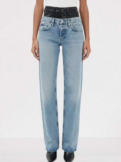 Double-Waist Straight-Leg Jeans - Small / Blue - Jeans & Pants