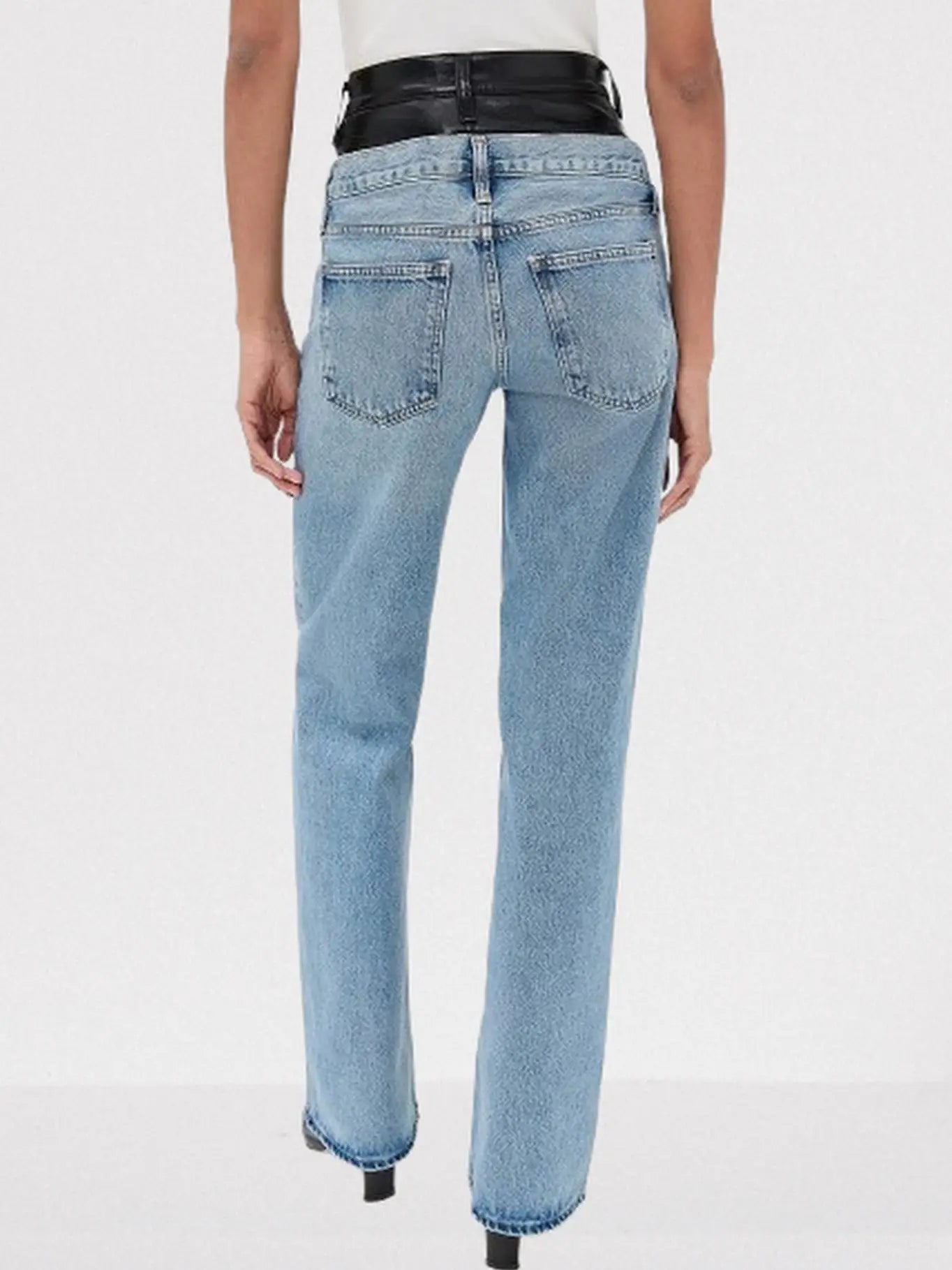 Double-Waist Straight-Leg Jeans - Jeans & Pants