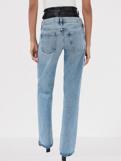Double-Waist Straight-Leg Jeans - Jeans & Pants