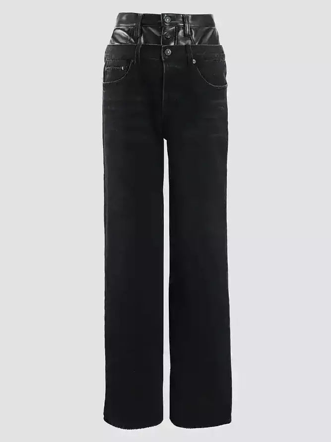 Double-Waist Straight-Leg Jeans - Jeans & Pants