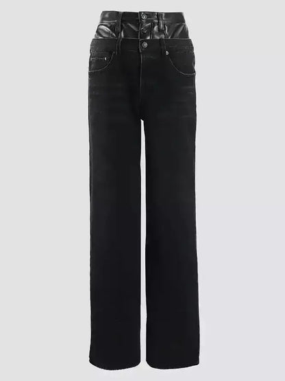 Double-Waist Straight-Leg Jeans - Jeans & Pants