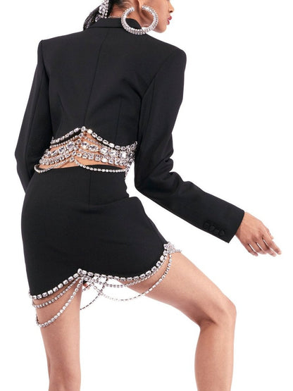 Draped Crystal Scallop Mini Skirt - Branna Couture