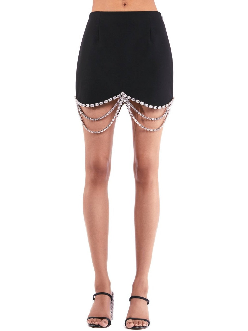 Draped Crystal Scallop Mini Skirt - Branna Couture