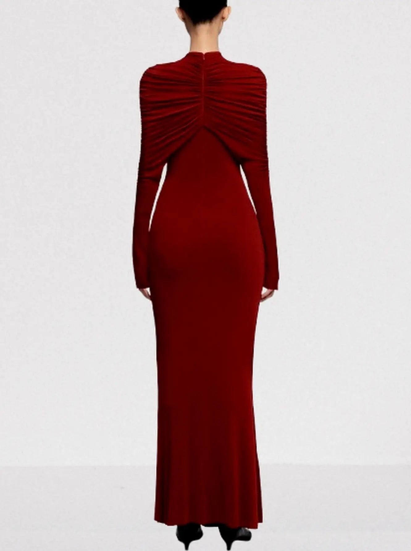 Draped Jersey Long-Sleeve Knotted Maxi Dress - Dresses