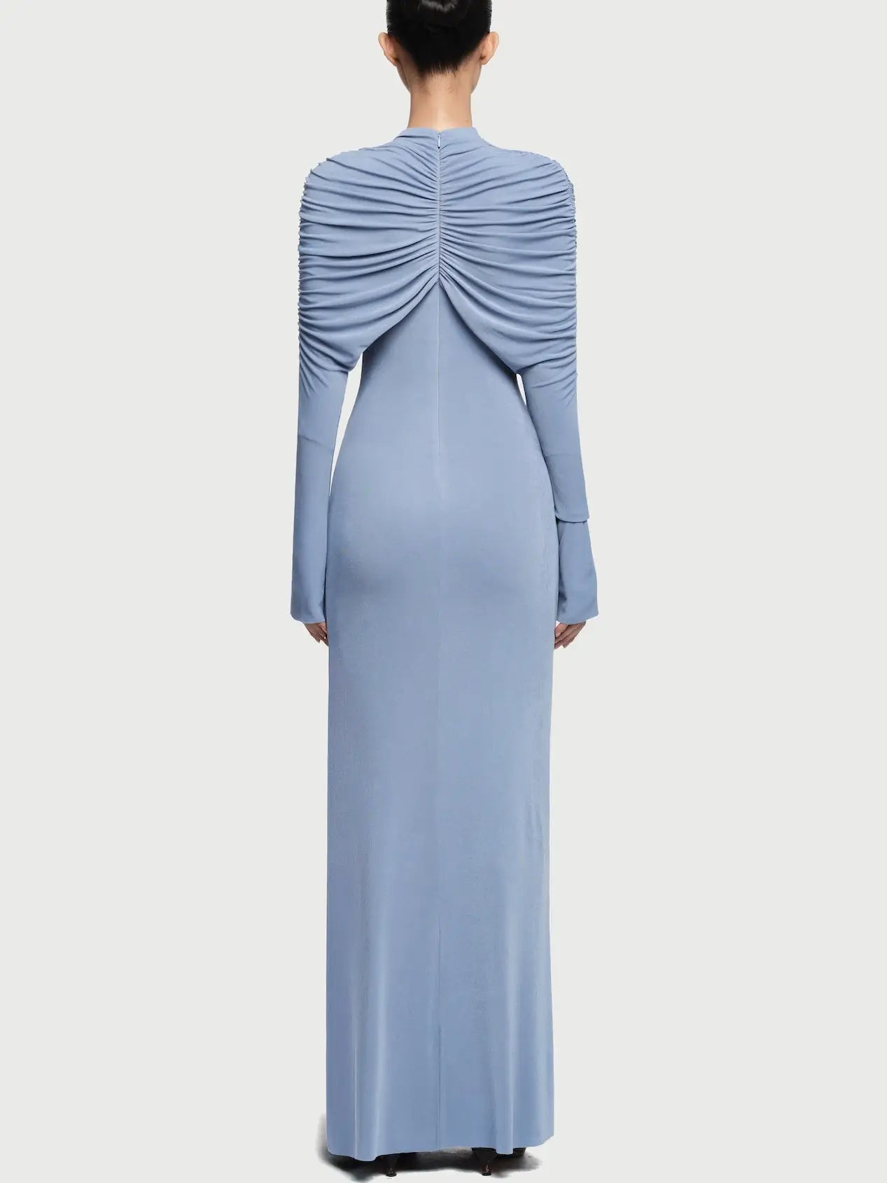 Draped Jersey Long-Sleeve Knotted Maxi Dress - Dresses