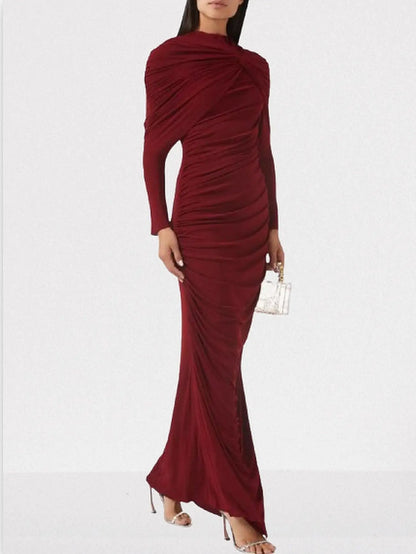 Draped Jersey Long-Sleeve Knotted Maxi Dress - Dresses