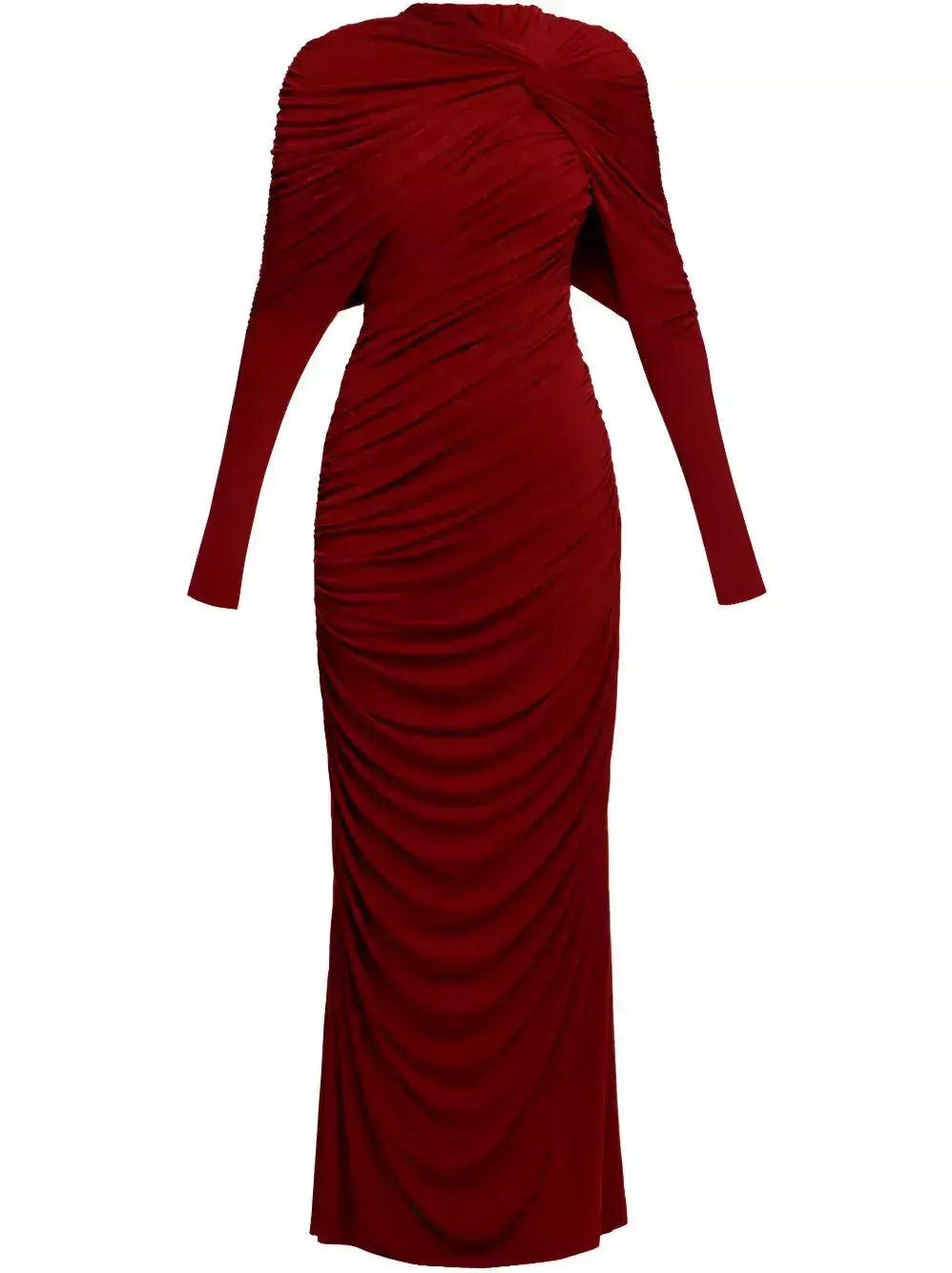 Draped Jersey Long-Sleeve Knotted Maxi Dress - Dresses