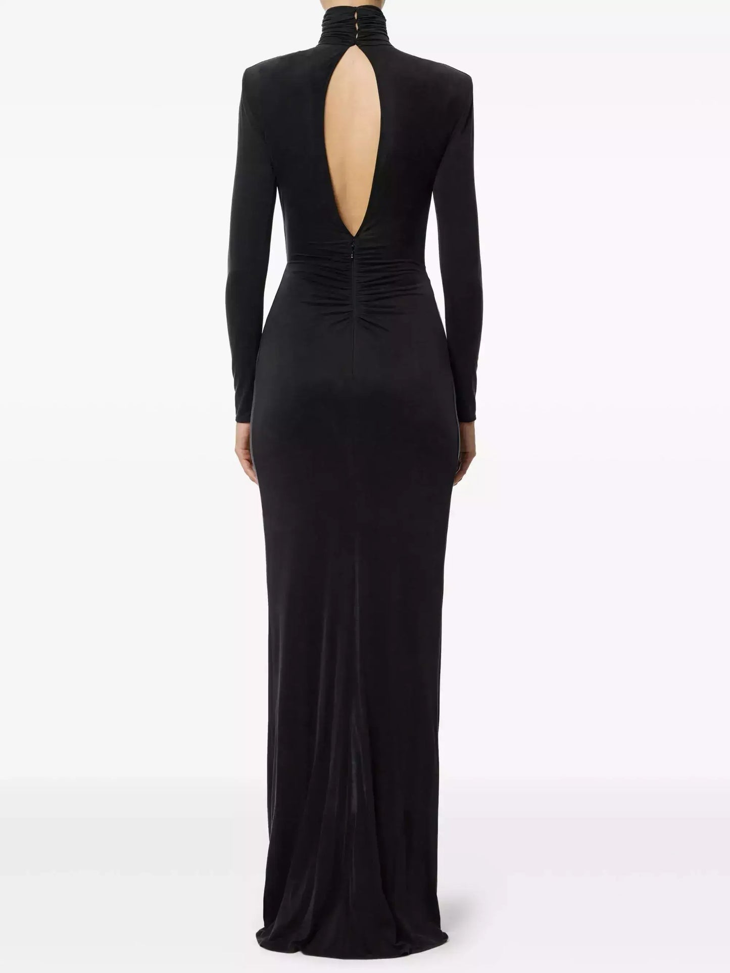 Draped Maxi Gown with Gold Ring Detail - Dresses