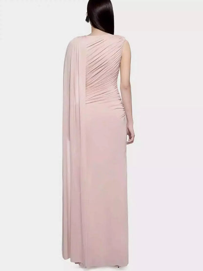Draped One Shoulder Sleeveless Gown Dresses
