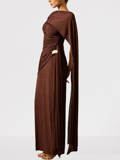 Draped One Shoulder Sleeveless Gown Dresses