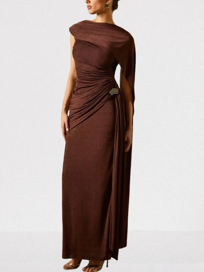 Draped One Shoulder Sleeveless Gown Dresses