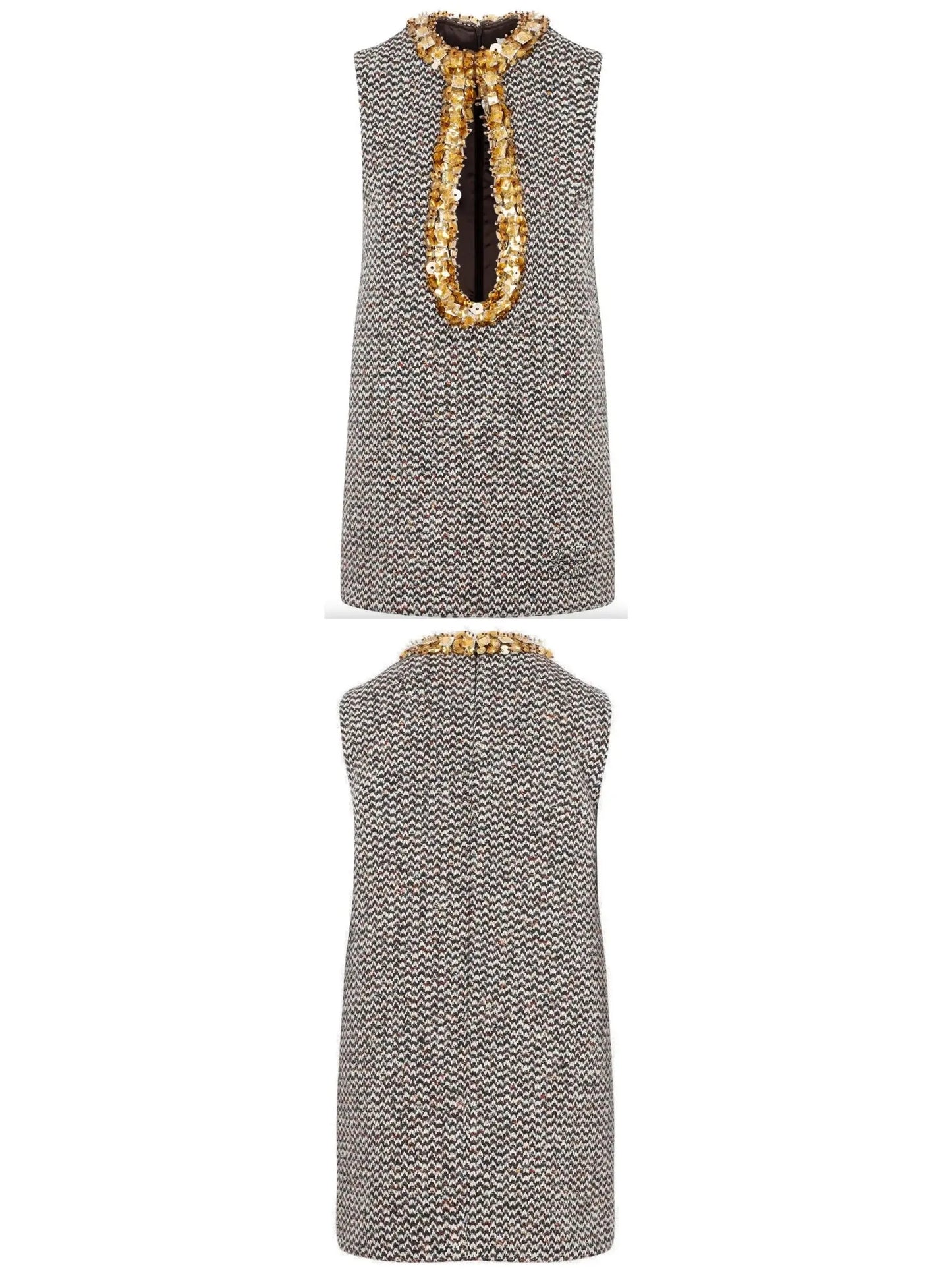 Embellished Boucle-Tweed Sleeveless Mini Dress - Branna Couture