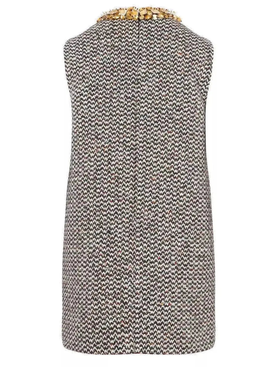 Embellished Boucle-Tweed Sleeveless Mini Dress - Branna Couture