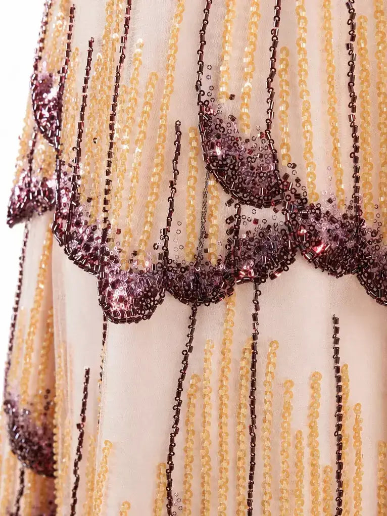 Embellished Butterfly Wing Evening Gown - Dresses