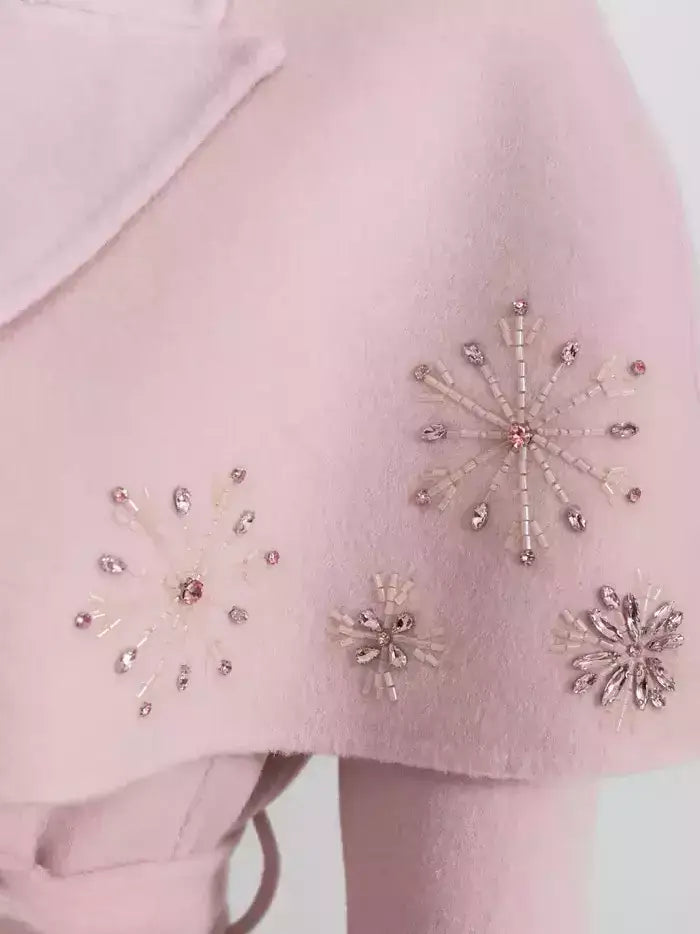 Embellished Cashmere-Blend Coat with Fox Fur Trim - Coats