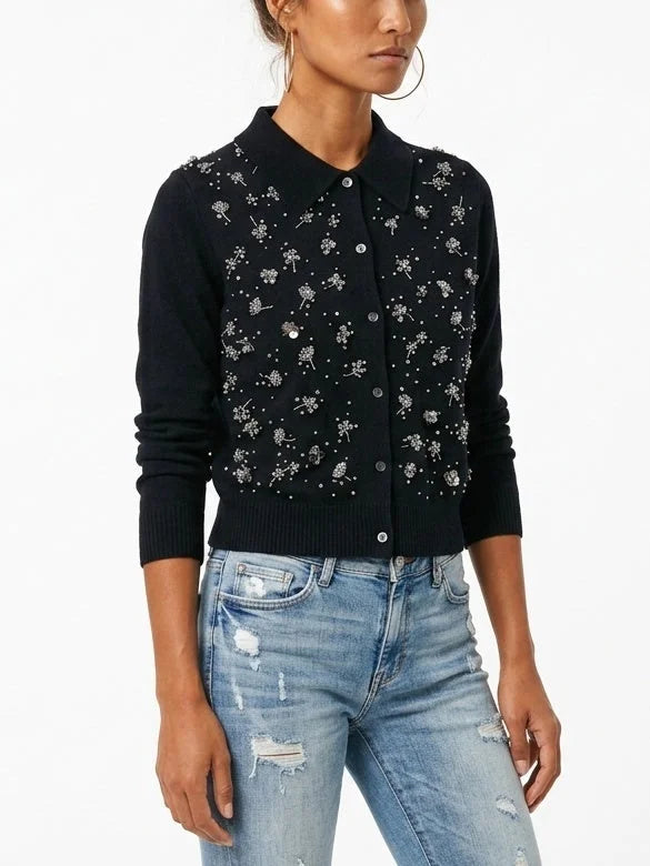 Embellished Cashmere Button Front Cardigan - Sweaters & Knitwear