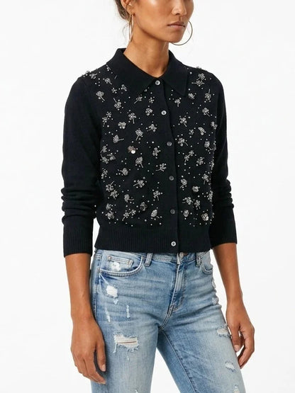 Embellished Cashmere Button Front Cardigan - Sweaters & Knitwear