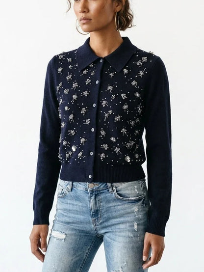 Embellished Cashmere Button Front Cardigan - Sweaters & Knitwear