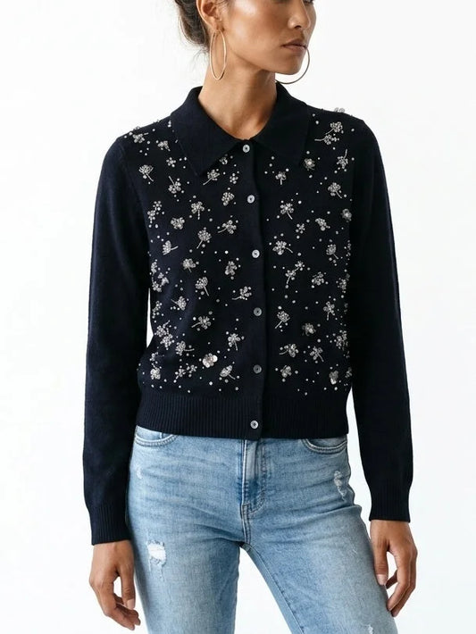 Embellished Cashmere Button Front Cardigan - Sweaters & Knitwear