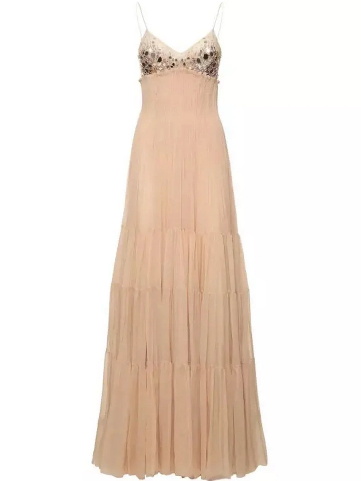 Embellished Empire Waist Sleeveless Gown - Dresses
