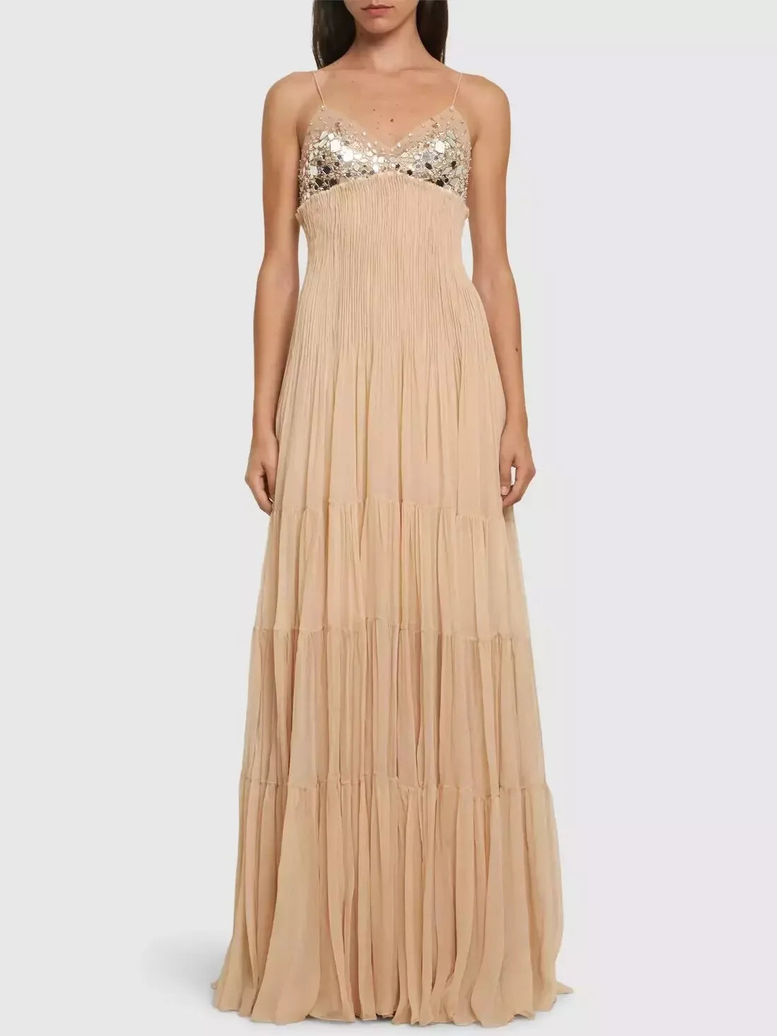 Embellished Empire Waist Sleeveless Gown - Dresses