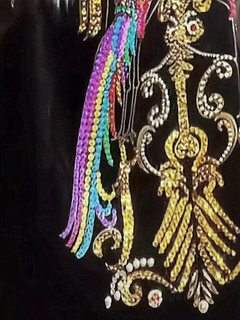 Embellished Long Black Coat with Faux-Fur Trim - Coats