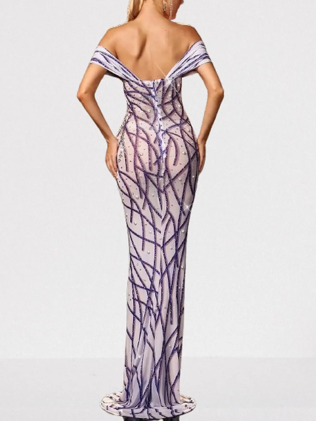 Embellished Off-Shoulder Pearl & Crystal Gown - Dresses