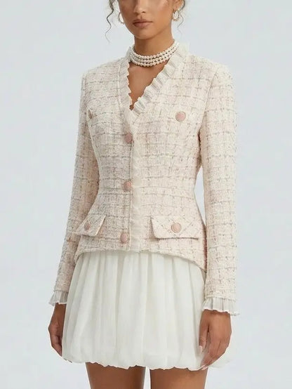 Tweed Mini Dress with Blazer Detail - Dresses