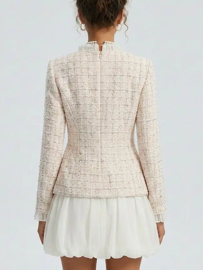 Tweed Mini Dress with Blazer Detail - Dresses