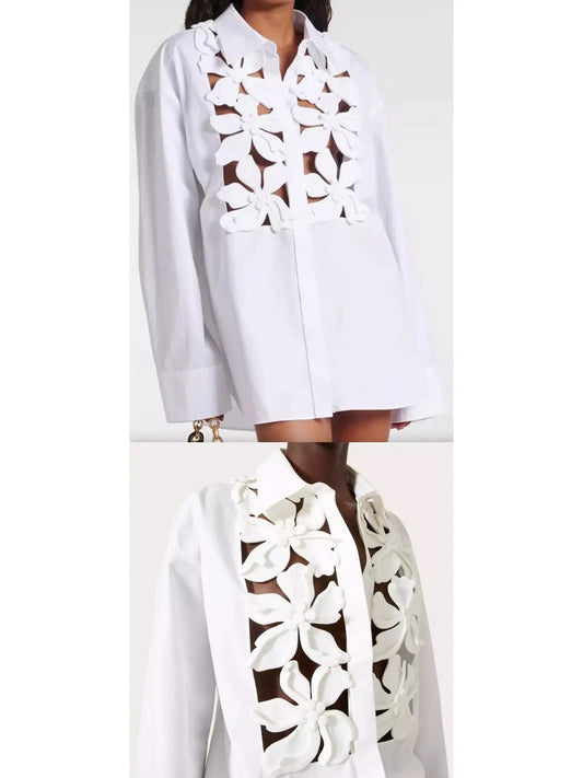 Embroidered Compact Popeline Shirt - Branna Couture