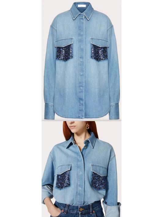 Embroidered Denim Shirt - Branna Couture