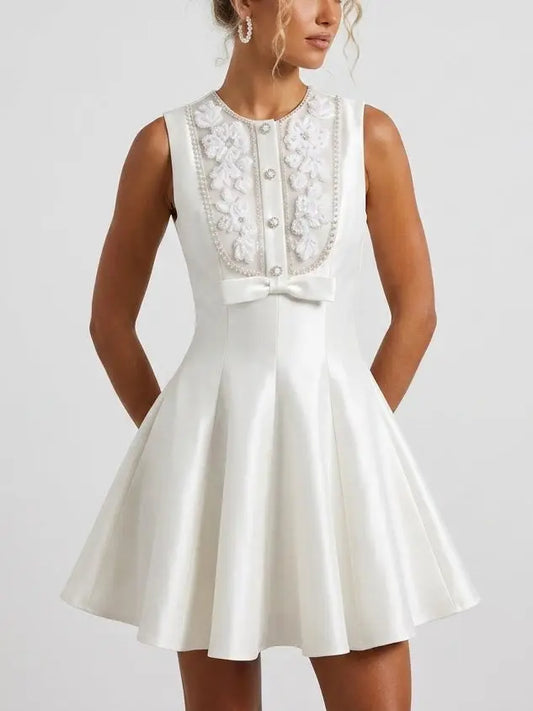 Embellished Cut-Out Mini Dress - Small - Dresses