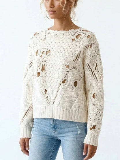 Embroidered Cut-Out Cashmere Sweater - Sweaters & Knitwear