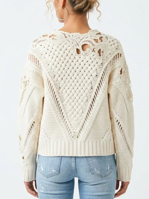 Embroidered Cut-Out Cashmere Sweater - Sweaters & Knitwear