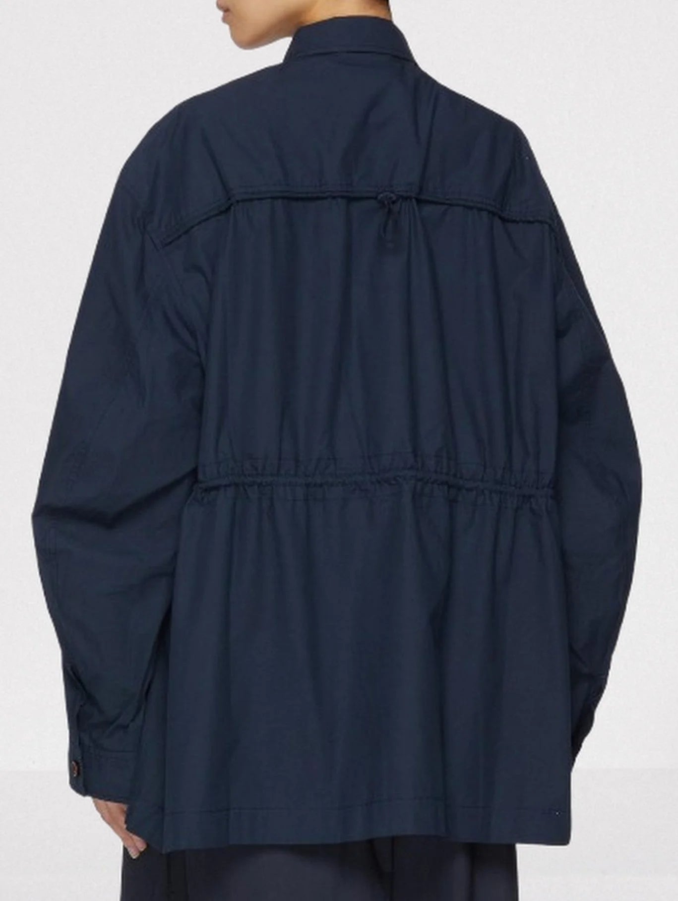 Embroidered Multi-Pocket Drawstring Trench Jacket - Jackets