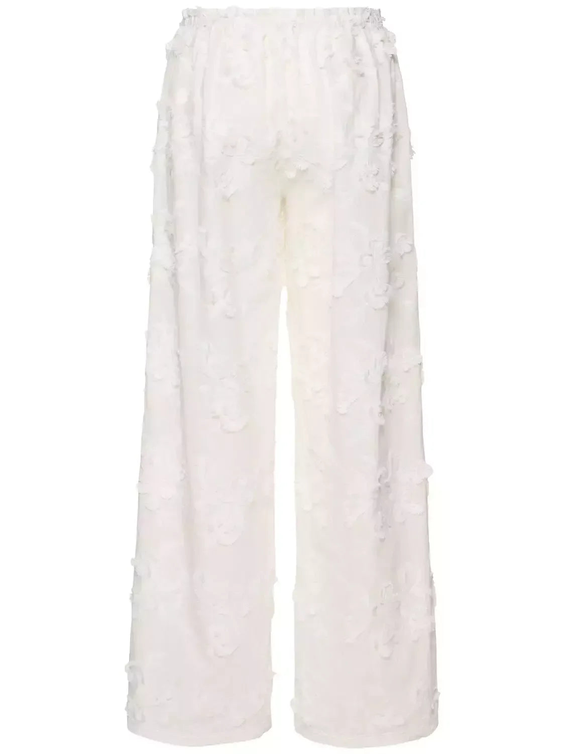 Embroidered White Straight Pants - Jeans & Pants