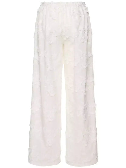 Embroidered White Straight Pants - Jeans & Pants