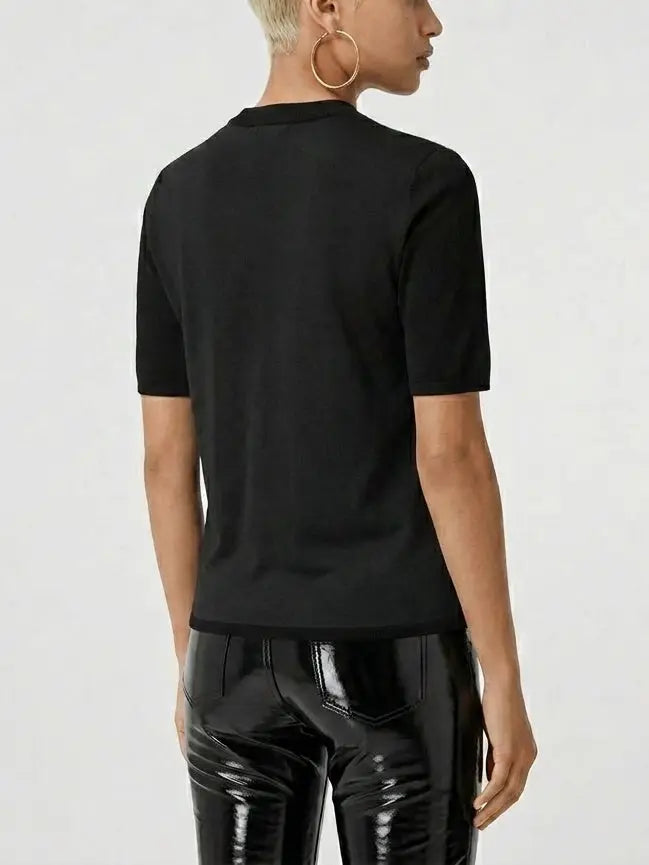 Equestrian Harness Print Knit Top - Tops