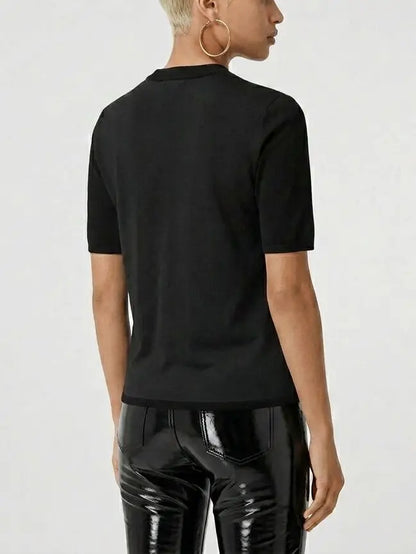 Equestrian Harness Print Knit Top - Tops