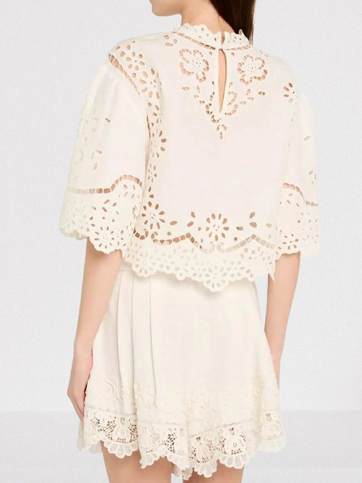 Eyelet Embroidered Top and Short Set - Suits & Sets