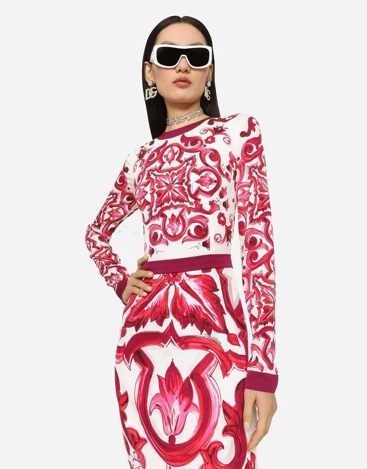 Majolica Print Pencil Midi Dress - Branna Couture