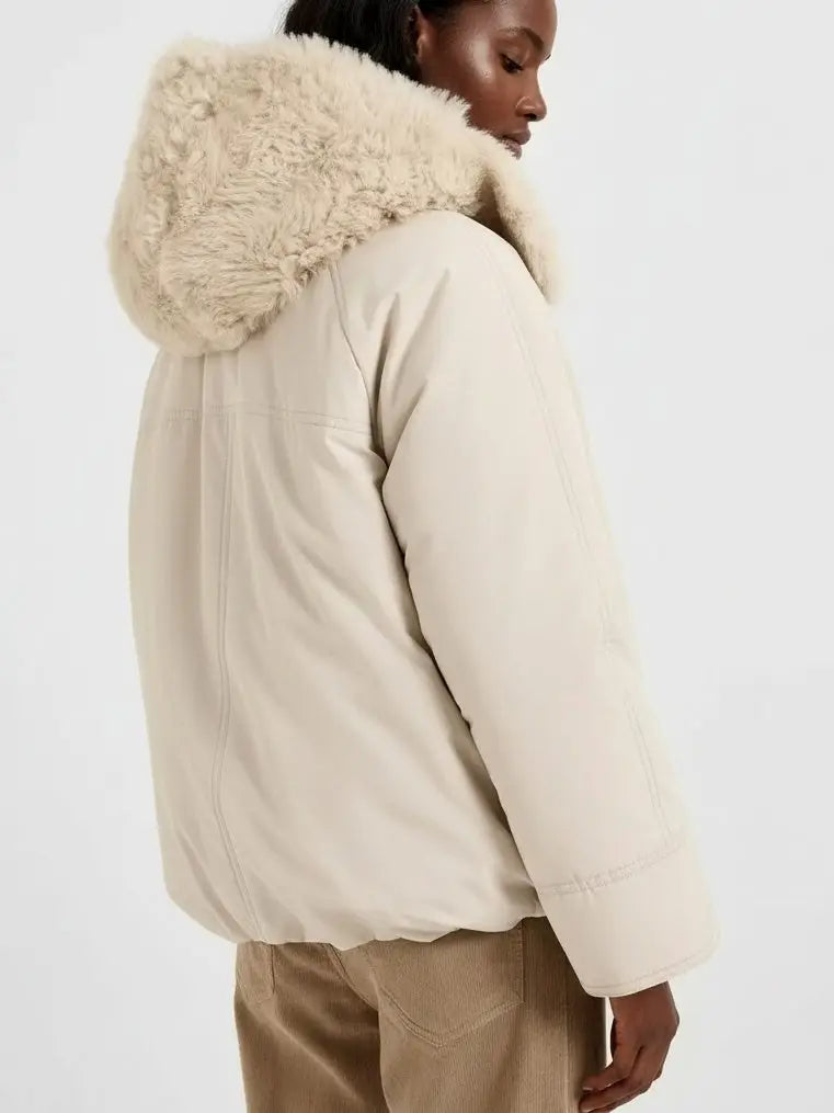 Faux-Fur Trim Hooded Puffer Jacket - Jackets