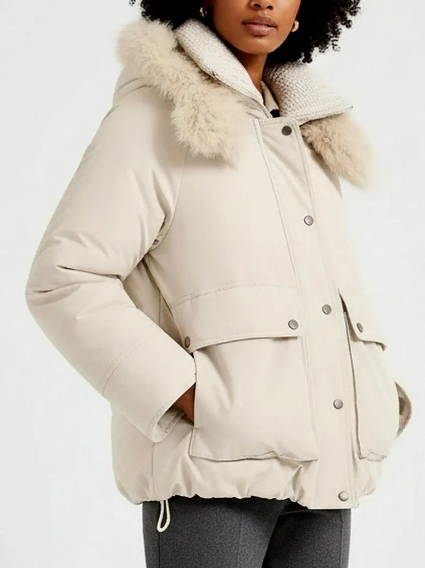 Faux-Fur Trim Hooded Puffer Jacket - Jackets